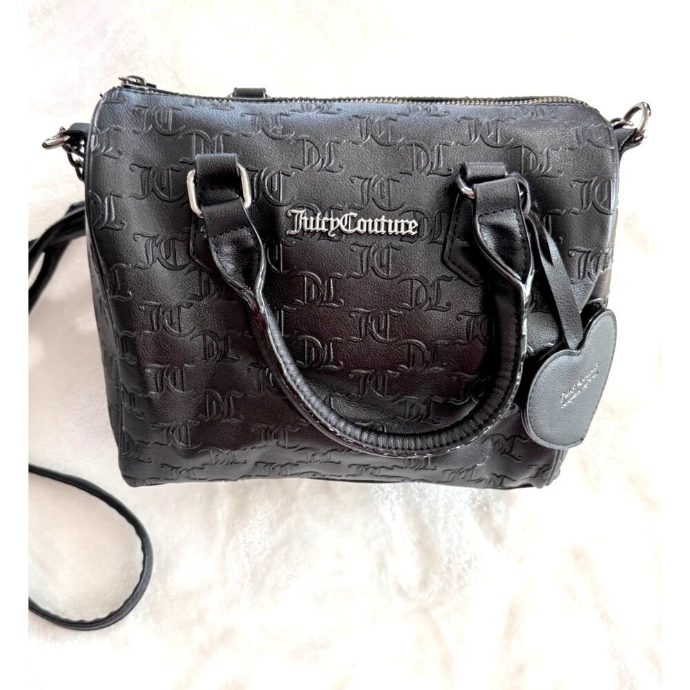 Juicy couture Black faux leather crossbody heartless shoulder/handbag chain stra - Picture 4 of 9